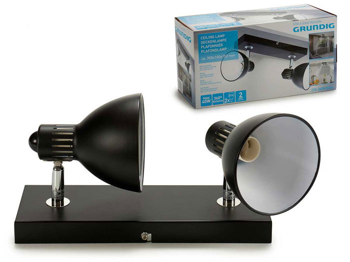 Grunding Lámpara Negra 2xE14 Max40W 15 x 9 x 32 cm (Set de 4)