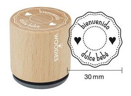 WOODIES BY COLOP Sello de Madera Bienvenido Dulce Bebé Ø30mm