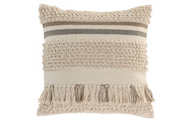 DKD Home Decor Cojin Boho Crudo 45 x 45 cm Algodon Hecho a Mano (2 Unidades)