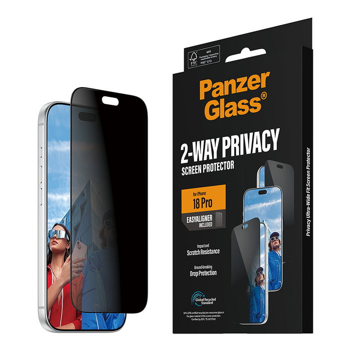 PanzerGlass Protector de Pantalla con Privacidad para iPhone 18 Pro Ultra-Wide Fit