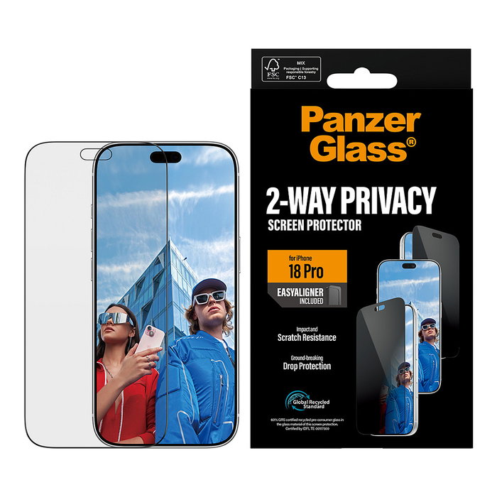 PanzerGlass Protector de Pantalla con Privacidad para iPhone 18 Pro Ultra-Wide Fit