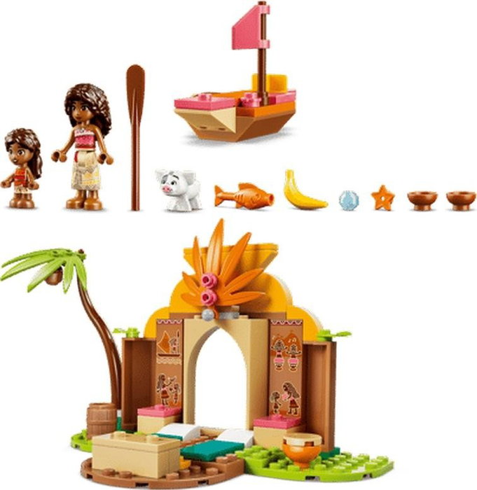 Lego Disney Vaiana Casa de la Aldea y Barco 43282 - Set de construcción con 85 piezas para niños +4 años