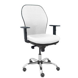 Silla de oficina Jorquera con mecanismo Sincro tapizada con Tela color Blanco. Equipada con lumbar 1D, Brazos 1D y Ruedas de parqué