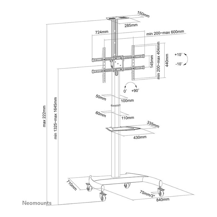 Neomounts Carro para TV PLASMA-M1900E para Pantallas hasta 70" (178 cm) y 50 kg