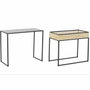DKD Home Decor Set de 2 Mesas de Centro de Metal y Ratán con Rejilla