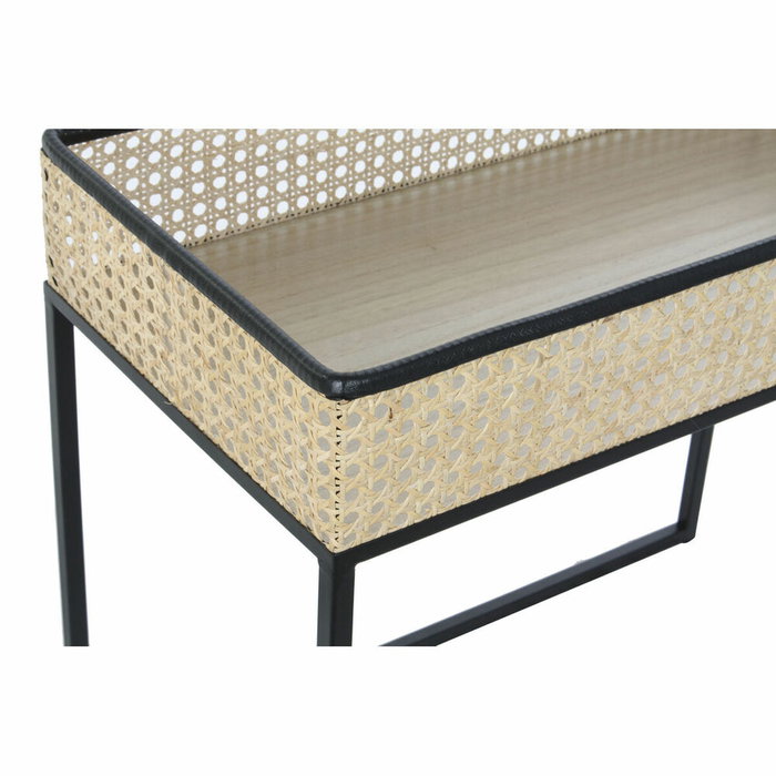 DKD Home Decor Set de 2 Mesas de Centro de Metal y Ratán con Rejilla