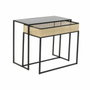 DKD Home Decor Set de 2 Mesas de Centro de Metal y Ratán con Rejilla