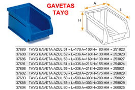 TAYG Gaveta apilable azul de plástico de 4,8 L