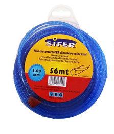 SIFER Hilo de desbrozadora SILENCIO.HELICO azul 3.0 mm x 56 m