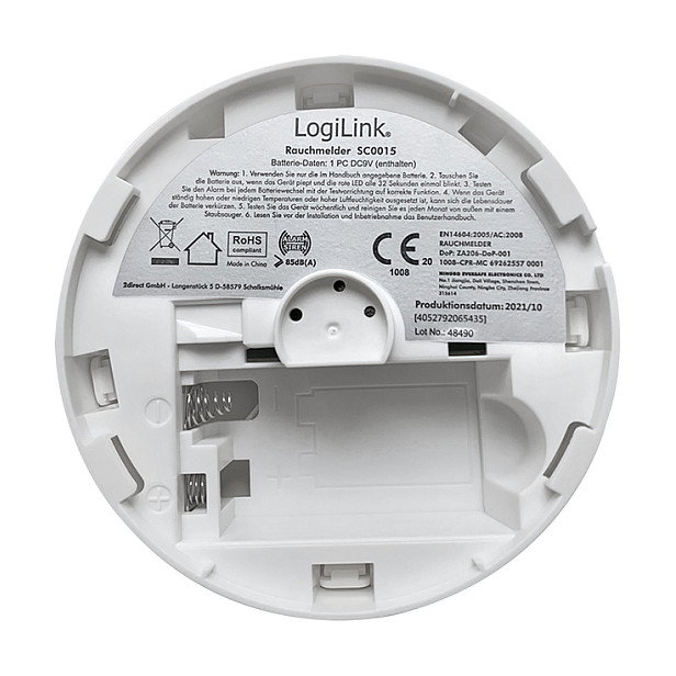LogiLink Detector de Humo con batería de 1 año (EN14604)