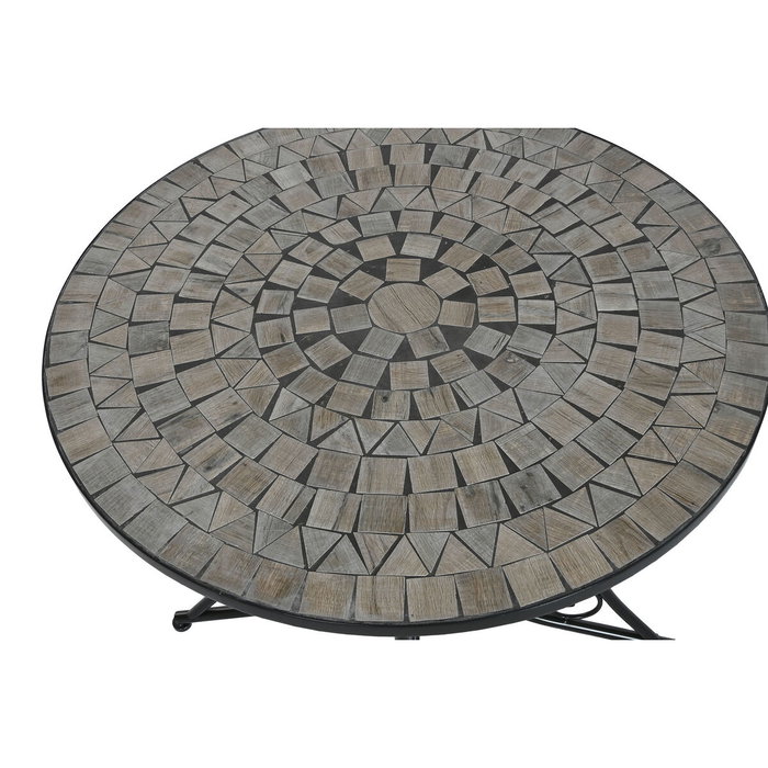 DKD Home Decor Mesa Redonda de Comedor de Metal y Cerámica Negro