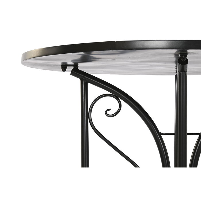 DKD Home Decor Mesa Redonda de Comedor de Metal y Cerámica Negro