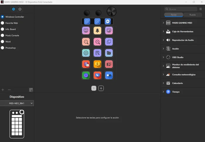 Control deck mars gaming msd-neo 15 teclas lcd 1 rueda 2 botones blanco