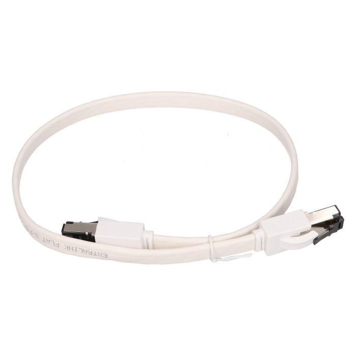 Extralink LAN Patchcord Cat.8 U/FTP 0,5m Blanco Plano Extralink LAN Patchcord Cat.8 U/FTP 0,5m Blanco Plano
