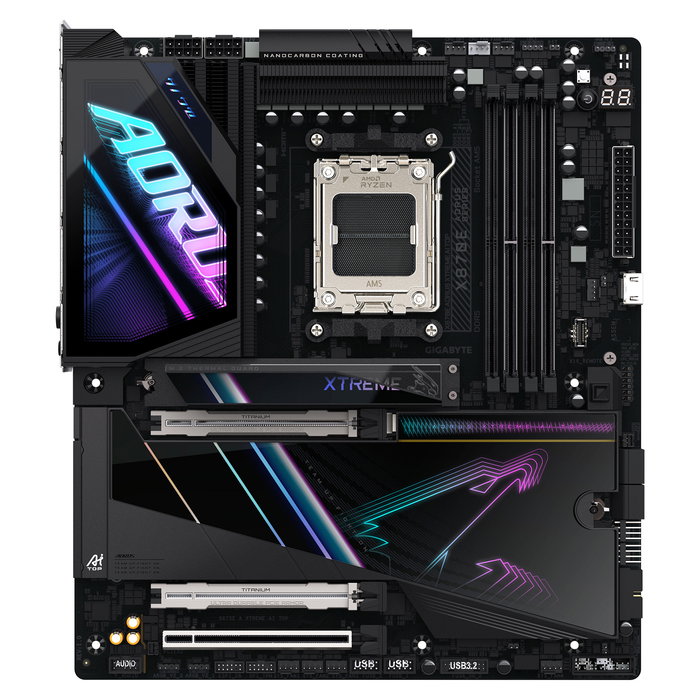 Gigabyte GA-X870E A XTREME AI TOP (AM5) Placa base para AMD Ryzen, DDR5, Wi-Fi 7, LAN 10 GbE, ATX Extendida