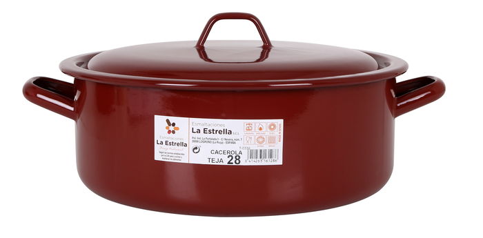 La Estrella Cacerola Esmaltada con Tapa 28 cm - 6.8L Teja (6 Unidades)