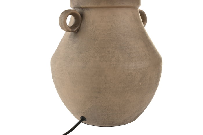 DKD Home Decor Lámpara de sobremesa de gres y lino con asas, Terracota