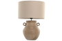 DKD Home Decor Lámpara de sobremesa de gres y lino con asas, Terracota