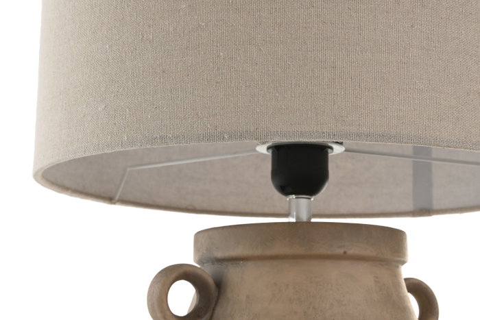 DKD Home Decor Lámpara de sobremesa de gres y lino con asas, Terracota
