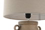 DKD Home Decor Lámpara de sobremesa de gres y lino con asas, Terracota
