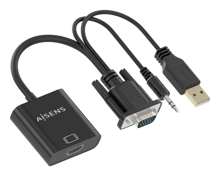 Aisens Cable Conversor SVGA+Audio a HDMI, 20cm, Negro