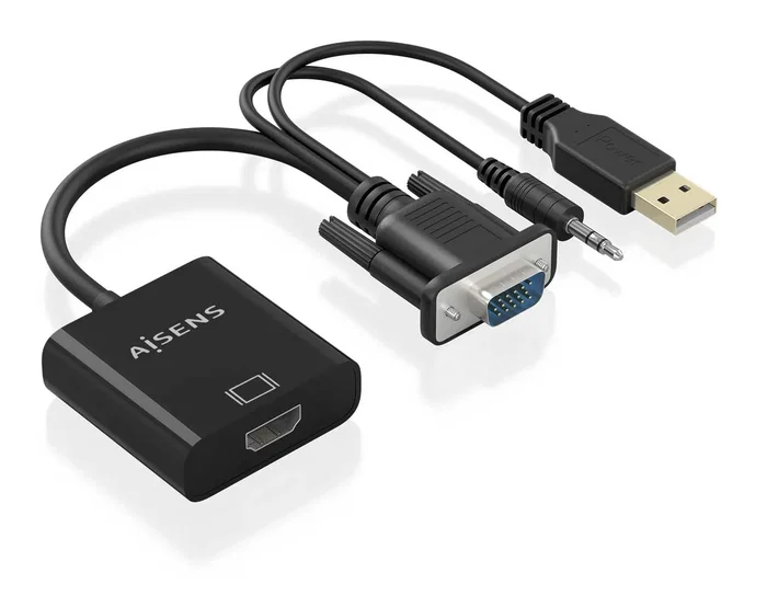 Aisens Cable Conversor SVGA+Audio a HDMI, 20cm, Negro