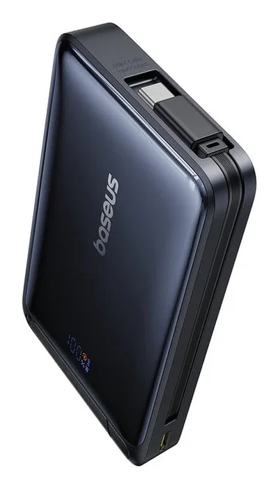 Baseus Nomos Cargador inalámbrico magnético MagSafe 10000 mAh 45W Qi2 Negro - Batería portátil con pantalla y USB-C