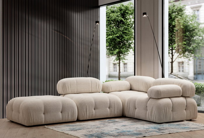 Atelier Del Sofa Sofá 1 Plaza 1R Cream Bouclette Tela Poliéster 95x95x75cm