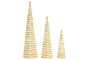 DKD Home Decor Set de 3 Conos de Navidad con LED en Blanco y Dorado