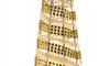 DKD Home Decor Set de 3 Conos de Navidad con LED en Blanco y Dorado