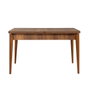 Hanah Home Juego de Mesa y Sillas Extensible de Comedor, Tablero Melamina Nogal y Piedra, Tapizado Terciopelo, 130x80 cm