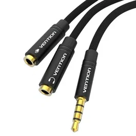 Vention Cable Divisor de Audio 3.5mm Macho a 2x 2.5mm Hembra 30cm Negro