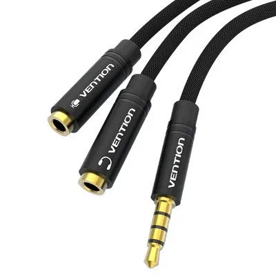 Vention Cable Divisor de Audio 3.5mm Macho a 2x 2.5mm Hembra 30cm Negro Vention Cable Divisor de Audio 3.5mm Macho a 2x 2.5mm Hembra 30cm Negro