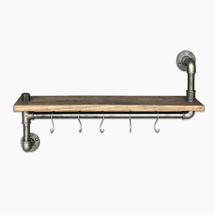 Hanah Home Boruraf008 Estantería de Tubo Hecha a Mano Madera de Abeto Metal Negro y Nogal 60x35x14 cm Hanah Home Boruraf008 Estantería de Tubo Hecha a Mano Madera de Abeto Metal Negro y Nogal 60x35x14 cm