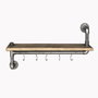 Hanah Home Boruraf008 Estantería de Tubo Hecha a Mano Madera de Abeto Metal Negro y Nogal 60x35x14 cm