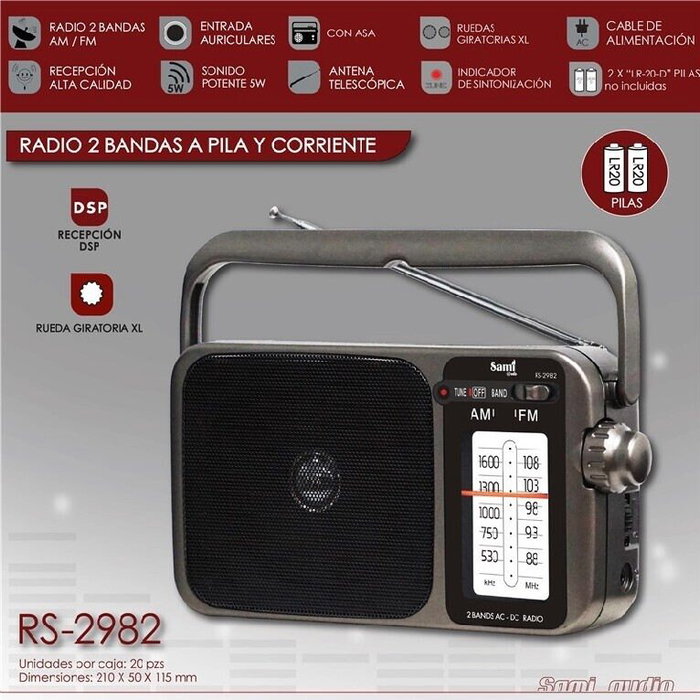 SAMI Radio Sami AC/DC 2 bandas ruedas XL gris
