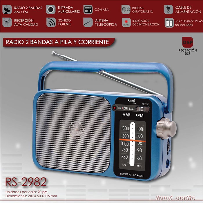SAMI Radio Sami AC/DC 2 bandas ruedas XL gris