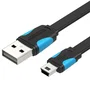 Vention Cable USB 2.0 a Mini USB Macho-Macho 2m, Plano, carga rápida hasta 10W, 480Mbps, VA5-A14-B200, azul y negro