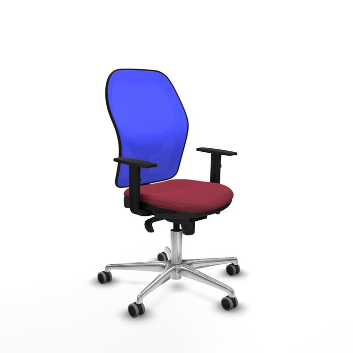 PIQUERAS Y CRESPO Silla de oficina Jorquera con mecanismo Sincro, tela granate y malla azul PIQUERAS Y CRESPO Silla de oficina Jorquera con mecanismo Sincro, tela granate y malla azul