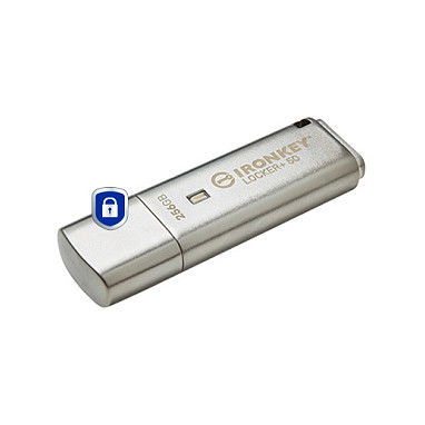 Kingston IronKey 256GB USB 3.2 Gen 1, 145 MB/s Lectura, Encriptación AES 256-bit, Plata