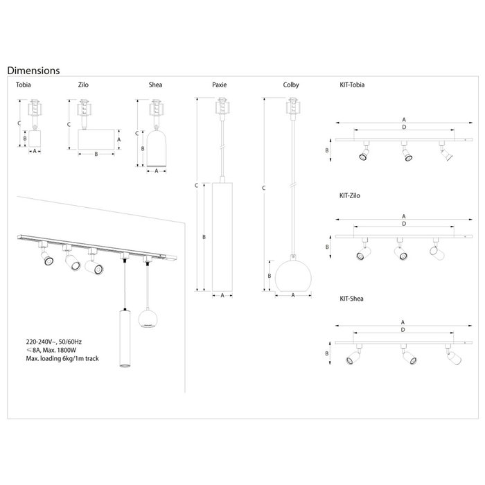 Philips Paxie Lámpara de Techo Suspendida Easylink GU10 Negra, Altura Ajustable, ∅55 x 300 mm, Cable 120 cm, sin Bombilla, 5W máx.
