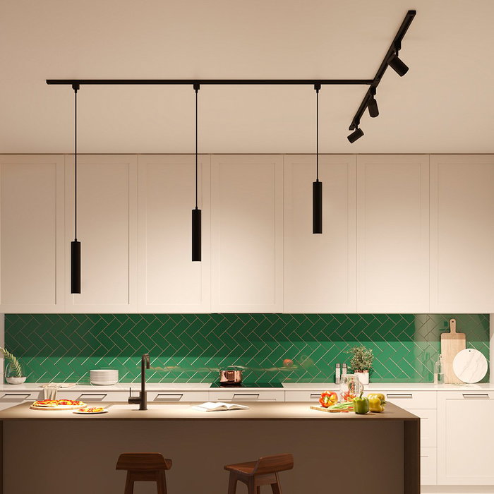 Philips Paxie Lámpara de Techo Suspendida Easylink GU10 Negra, Altura Ajustable, ∅55 x 300 mm, Cable 120 cm, sin Bombilla, 5W máx.