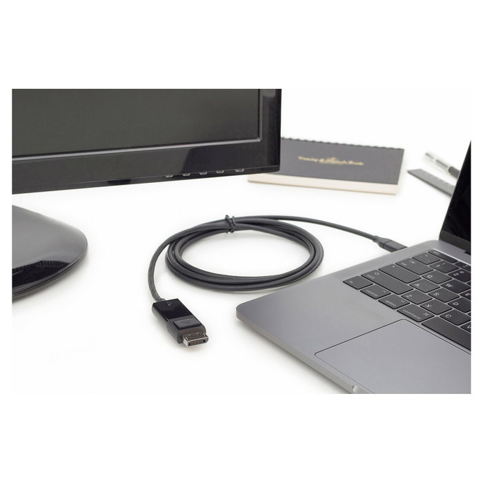 Digitus Adaptador USB-C a DisplayPort Macho Cable 2m - 32.4 Gbit/s, 4K Ultra HD 3840x2160 60Hz, Negro