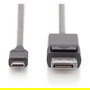 Digitus Adaptador USB-C a DisplayPort Macho Cable 2m - 32.4 Gbit/s, 4K Ultra HD 3840x2160 60Hz, Negro