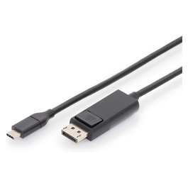 Digitus Adaptador USB-C a DisplayPort Macho Cable 2m - 32.4 Gbit/s, 4K Ultra HD 3840x2160 60Hz, Negro