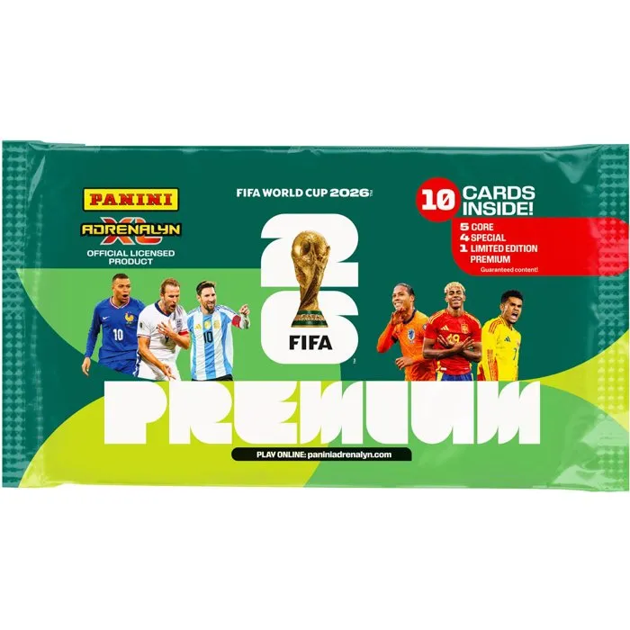 Panini FIFA WORLD CUP 26™ TCG - Paquete Premium con 4 Cartas Especiales + 1 Carta de Edición Limitada - PAN8051708033373