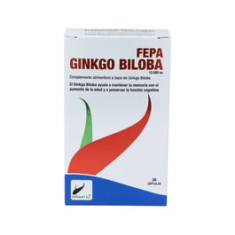 Fepadiet Fepa-Ginkgo Biloba 50:1 Extracto 12.500mg Complemento Alimenticio para la Memoria y Función Cognitiva - 30 Cápsulas
