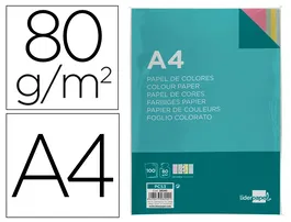Liderpapel Papel Color A4 80gr Paquete 100 Hojas 4 Colores Surtidos