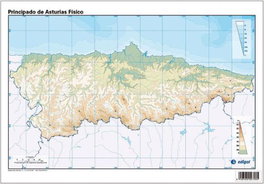 CUMIO Paquete de 50 Mapas Mudos Físicos de Asturias
