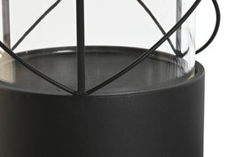 DKD Home Decor Portavelas Negro Metal y Cristal Set de 2 Piezas 24.5 x 46 x 24.5 cm